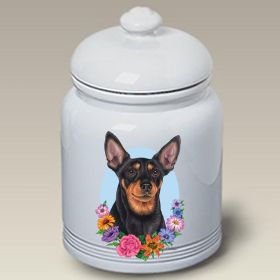 Min Pin - Black and Tan - Cropped - Best of Breed TP Ceramic Treat Jar