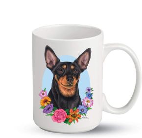 Min Pin - Black and Tan - Cropped - Best of Breed PItcher Flower Mugs