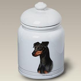 Min Pin - Black and Tan - Uncropped - Best of Breed Ceramic Treat Jar