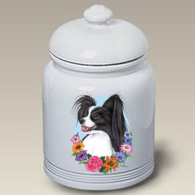 Papillion - Black and White - Best of Breed TP Ceramic Treat Jar