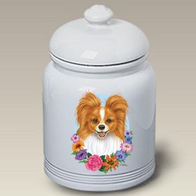 Papillion - Red and White - Best of Breed TP Ceramic Treat Jar