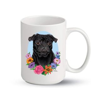 Pug - Black - Best of Breed PItcher Flower Mugs