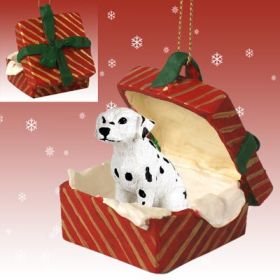 Dalmatian Red Gift Box Ornament