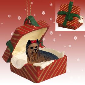 Yorkshire Terrier Red Gift Box Ornament