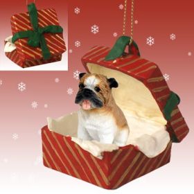 Bulldog Red Gift Box Ornament