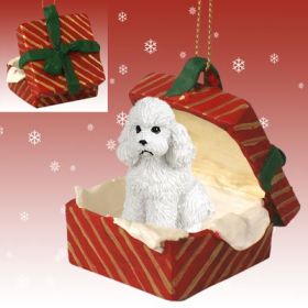 Poodle - Sport Cut - White - Red Gift Box Ornament