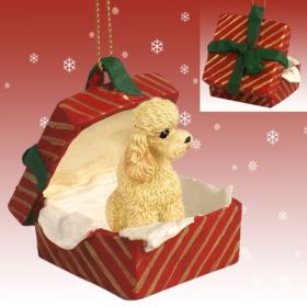 Poodle - Sport Cut - Apricot - Red Gift Box Ornament