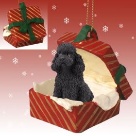 Poodle - Sport Cut - Black - Red Gift Box Ornament