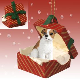 Jack Russell Terrier - Brown and White - Smooth Coat - Red Gift Box Ornament