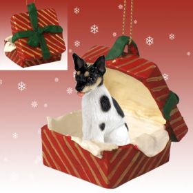 Rat Terrier Red Gift Box Ornament