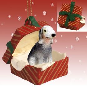 Bedlington Terrier Red Gift Box Ornament