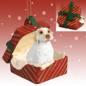 Clumber Spaniel Red Gift Box Ornament