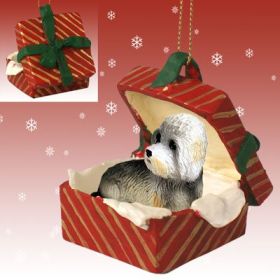 Dandie Dinmont Red Gift Box Ornament