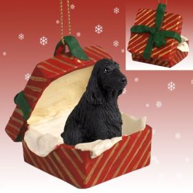 English Cocker Spaniel - Black - Red Gift Box Ornament