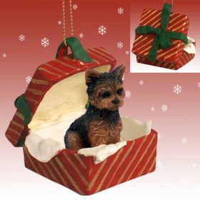 Yorkshire Terrier - Puppy Cut - Red Gift Box Ornament