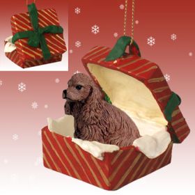 Cocker Spaniel - Brown - Red Gift Box Ornament