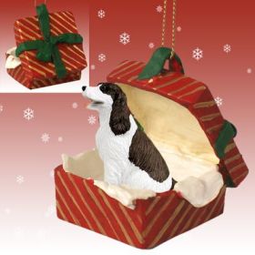 Springer Spaniel - Liver and White - Red Gift Box Ornament