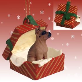 Boxer - Tawny - Red Gift Box Ornament