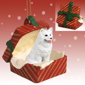 Samoyed Red Gift Box Ornament