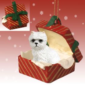 West Highland White Terrier Red Gift Box Ornament