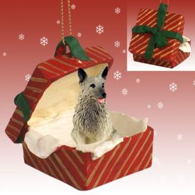 Norwegian Elkhound Red Gift Box Ornament