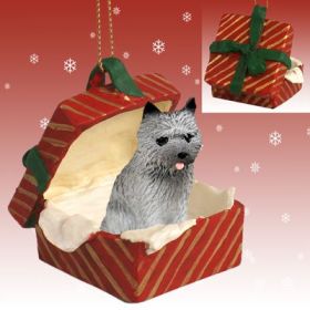 Cairn Terrier - Gray - Red Gift Box Ornament