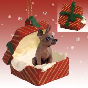 Min Pin - Red and Brown - Red Gift Box Ornament