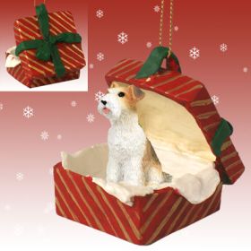 Wire Fox Terrier Red Gift Box Ornament