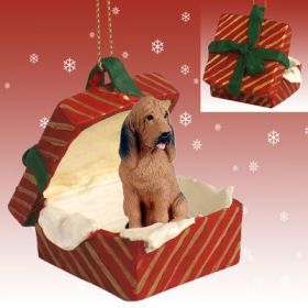 Bloodhound  Red Gift Box Holiday Ornament