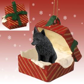 Schipperke Red Gift Box Ornament