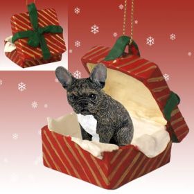 French Bulldog Red Gift Box Ornament