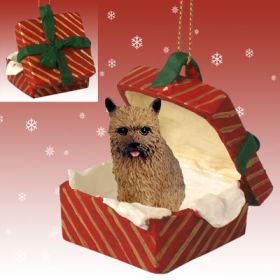 Norwich Terrier Red Gift Box Ornament