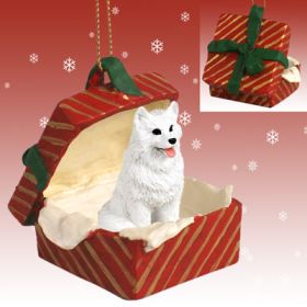 American Eskimo Red Gift Box Ornament