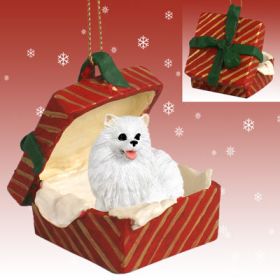 American Eskimo - Miniature - Red Gift Box Ornament