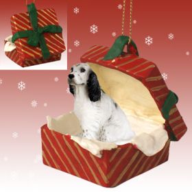 English Setter - Blue Belton - Red Gift Box Ornament