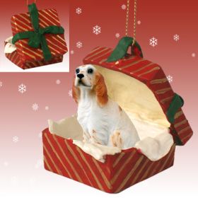 English Setter - Orange Belton - Red Gift Box Ornament