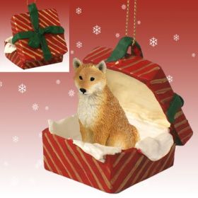 Shiba Inu Red Gift Box Ornament