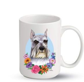 Schnauzer - Grey - Cropped - Best of Breed PItcher Flower Mugs