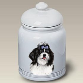 Shih Tzu - Black and White - Best of Breed Ceramic Treat Jar