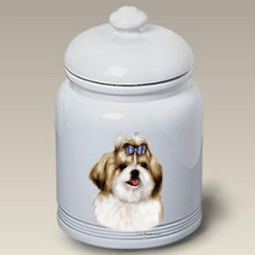 Shih Tzu - Gold and White - Best of Breed Ceramic Treat Jar