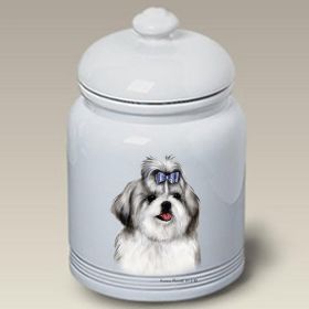 Shih Tzu - Silver - Best of Breed Ceramic Treat Jar