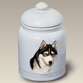 Siberian Husky - Black and White - Blue Eyes - Best of Breed Ceramic Treat Jar