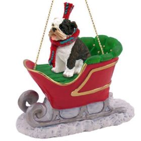 Bulldog - Brindle - Sleigh Ride Ornament