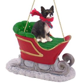 Bulldog - Black & White - Sleigh Ride Ornament