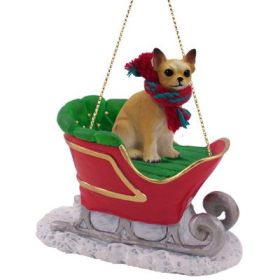 Chihuahua - Tan & White - Sleigh Ride Ornament