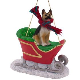 German Shepherd - Black & Tan - Sleigh Ride Ornament