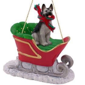 German Shepherd - Silver & Black - Sleigh Ride Ornament