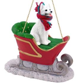 German Shepherd - White - Sleigh Ride Ornament