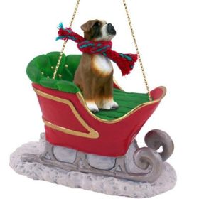 Boxer - Uncropped - Sleigh Ride Ornament