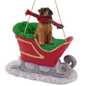 Boxer - Tawny - Uncropped - Sleigh Ride Ornament